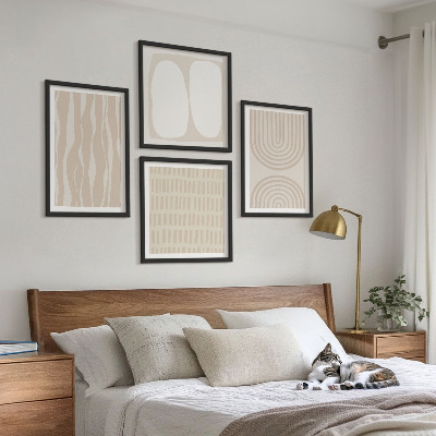 Set of 4 wall art pieces Abstract boho patterns shapes
