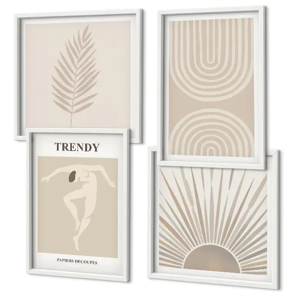 Pastel boho abstract wall art set set of aesthetic posters