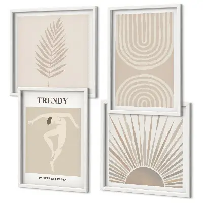 Pastel boho abstract wall art set set of aesthetic posters