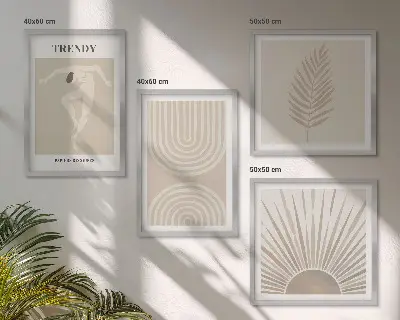 Pastel boho abstract wall art set set of aesthetic posters