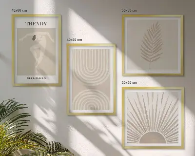 Pastel boho abstract wall art set set of aesthetic posters