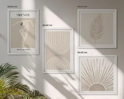 Pastel boho abstract wall art set set of aesthetic posters