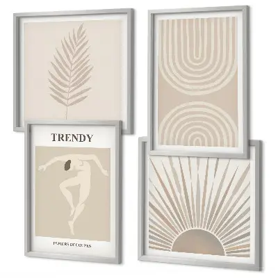 Pastel boho abstract wall art set set of aesthetic posters