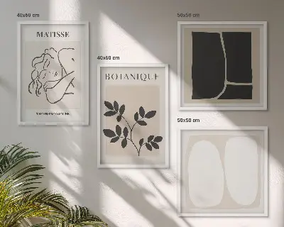Set of 4 Matisse plant paintings stylish wall art pieces