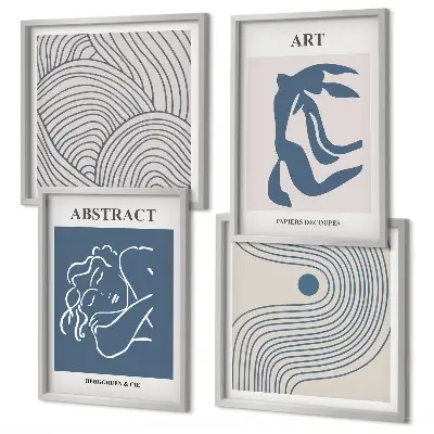 Abstract lines and waves wall art set of 4 posters