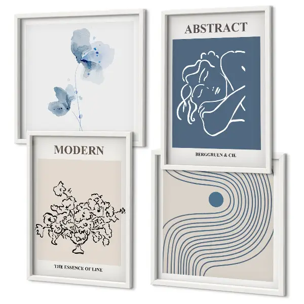 Multi-piece wall decor set Flowers lines abstract posters