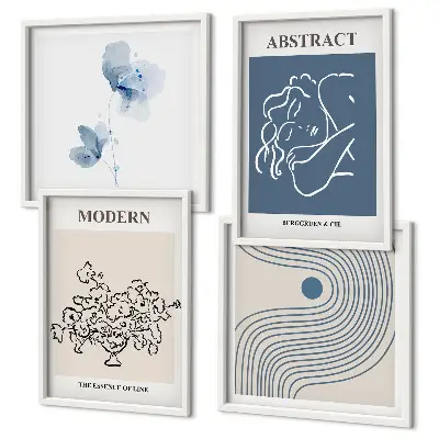 Multi-piece wall decor set Flowers lines abstract posters