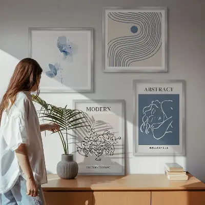 Multi-piece abstract flower line art wall decor set abstract floral line art posters for wall decoration