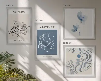 Multi-piece abstract flower line art wall decor set abstract floral line art posters for wall decoration