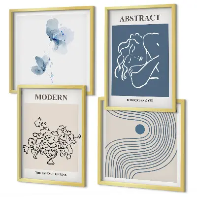 Multi-piece abstract flower line art wall decor set abstract floral line art posters for wall decoration