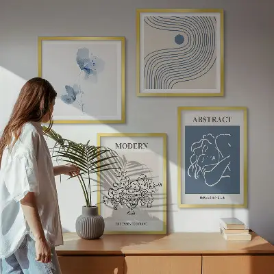 Multi-piece wall decor set Flowers lines abstract posters