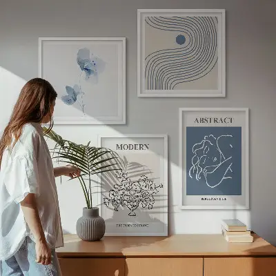 Multi-piece abstract flower line art wall decor set abstract floral line art posters for wall decoration