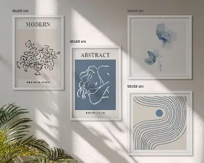 Multi-piece wall decor set Flowers lines abstract posters