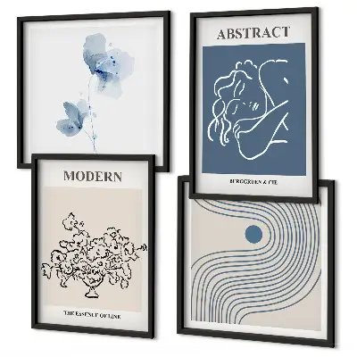 Multi-piece wall decor set Flowers lines abstract posters