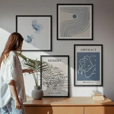 Multi-piece abstract flower line art wall decor set abstract floral line art posters for wall decoration
