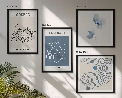Multi-piece wall decor set Flowers lines abstract posters