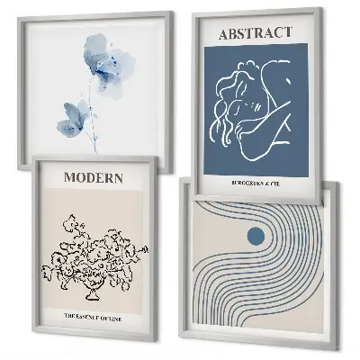 Multi-piece abstract flower line art wall decor set abstract floral line art posters for wall decoration
