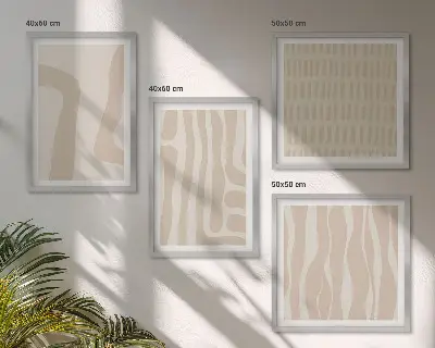 Wall art set with abstract boho patterns and shapes