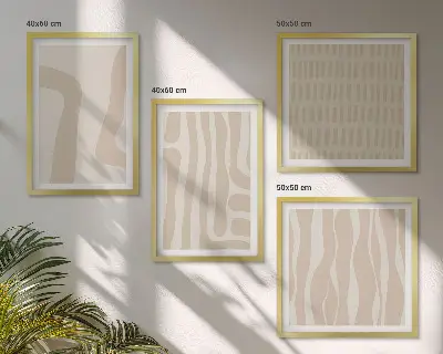 Wall art set with abstract boho patterns and shapes