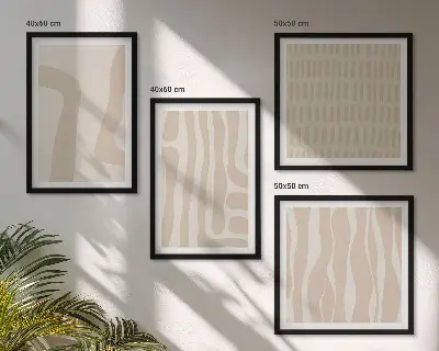 Wall art set with abstract boho patterns and shapes