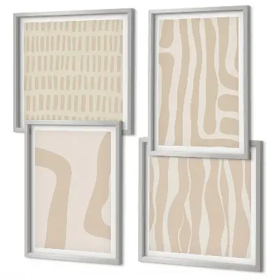 Wall art set with abstract boho patterns and shapes
