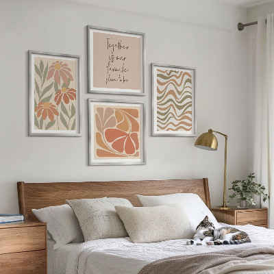 Set of 4 wall art pieces Pastel abstract flowers