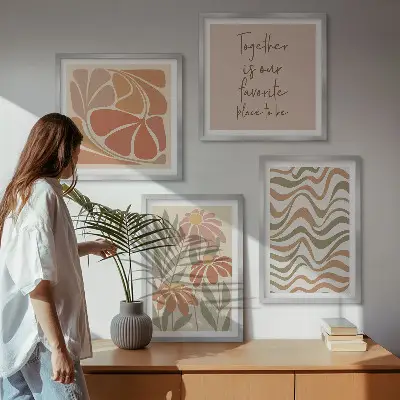 Pastel abstract flowers wall art set of 4 pieces