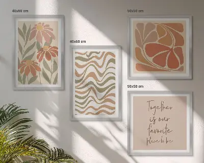 Pastel abstract flowers wall art set of 4 pieces