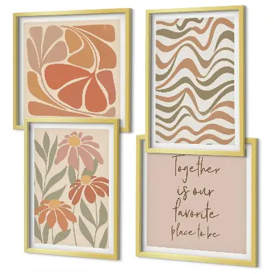 Pastel abstract flowers wall art set of 4 pieces