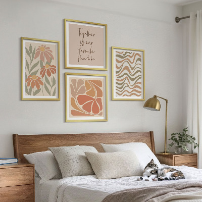 Set of 4 wall art pieces Pastel abstract flowers