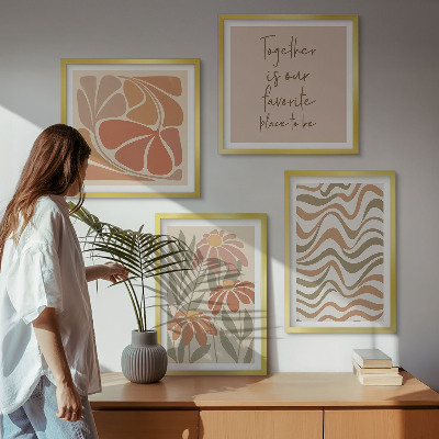 Set of 4 wall art pieces Pastel abstract flowers