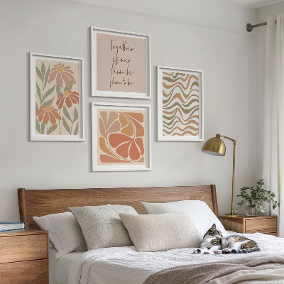 Set of 4 wall art pieces Pastel abstract flowers