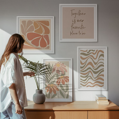 Set of 4 wall art pieces Pastel abstract flowers