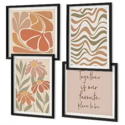 Pastel abstract flowers wall art set of 4 pieces
