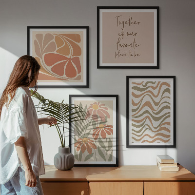Set of 4 wall art pieces Pastel abstract flowers