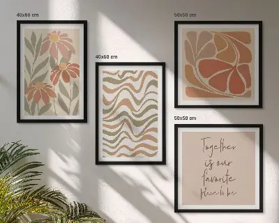 Pastel abstract flowers wall art set of 4 pieces