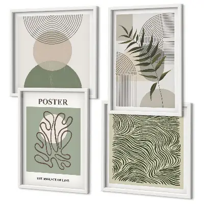 Geometric botanical wall art set of 4 pieces