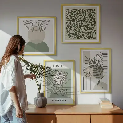 Geometric botanical wall art set of 4 pieces