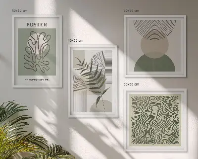 Geometric botanical wall art set of 4 pieces
