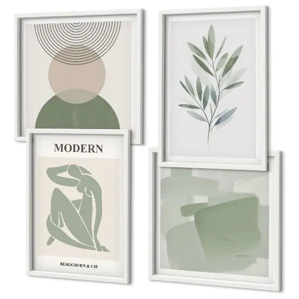 Multi-piece abstract plant wall art set stylish graphic prints