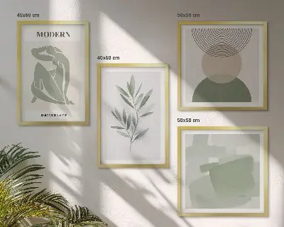 Multi-piece abstract plant wall art set stylish graphic prints