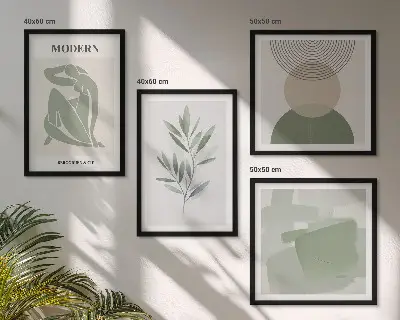 Multi-piece abstract plant wall art set stylish graphic prints