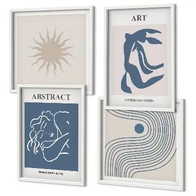 Set of 4 wall art pieces with Matisse-inspired abstract patterns