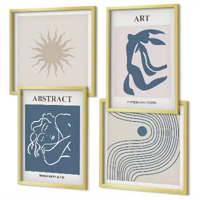Set of 4 wall art pieces with Matisse-inspired abstract patterns