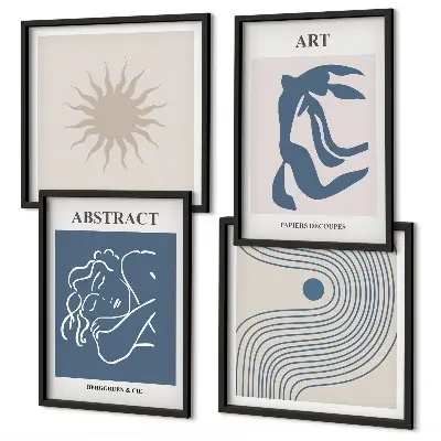 Set of 4 wall art pieces with Matisse-inspired abstract patterns