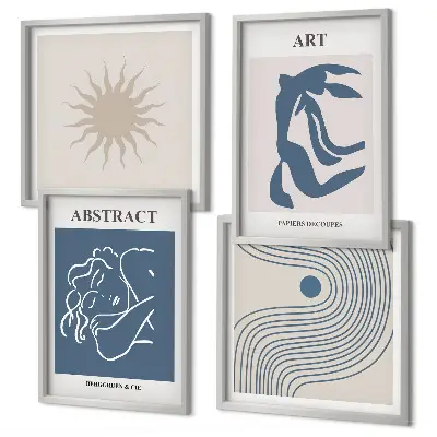 Set of 4 wall art pieces with Matisse-inspired abstract patterns