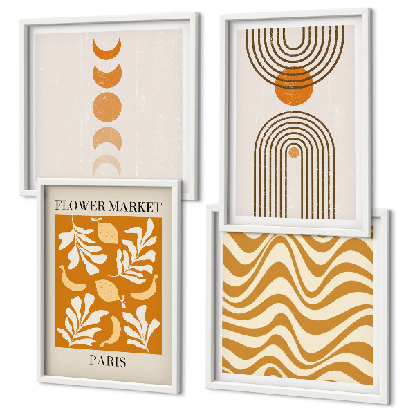 Multi-piece wall decor set Geometric plant patterns