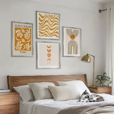 Multi-piece wall decor set with geometric plant patterns