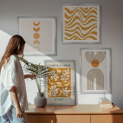 Multi-piece wall decor set Geometric plant patterns
