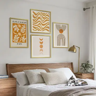 Multi-piece wall decor set with geometric plant patterns